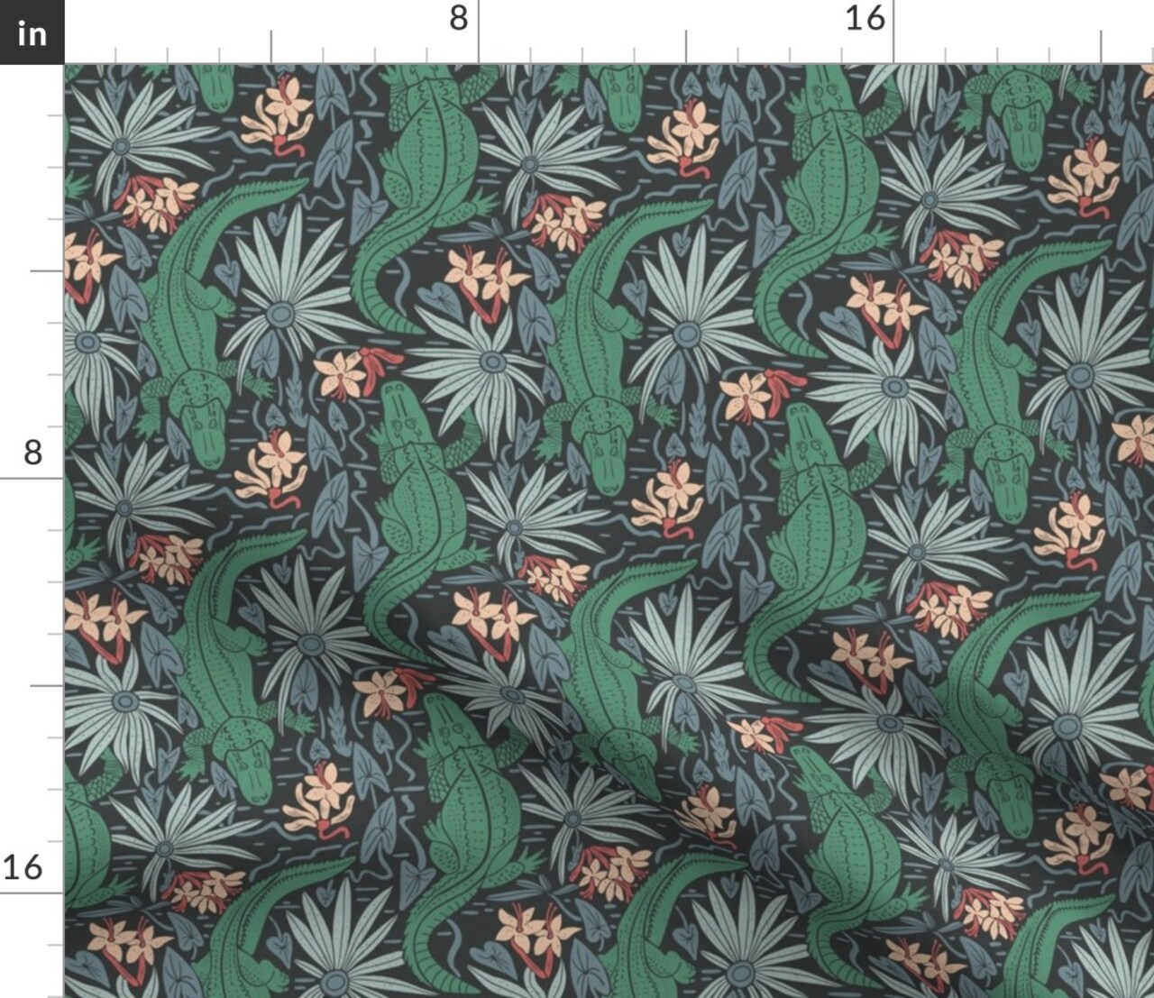 Green Colorful Crocodile Alligator Reptile Southern Diagonal Stripe Jungle Tropical Medium Scale Custom Printed Fabric by Spoonflower Various Fabrics by the Yard or Fat Quarter